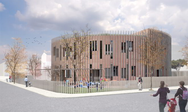 Archisearch - New nursery school building of Papagos Holargos Municipality | Architectural design competition entry by architect Efi Karyoti in collaboration with: Chrysa Chatziralli, Eleni Samara, Eleni Michalakeli