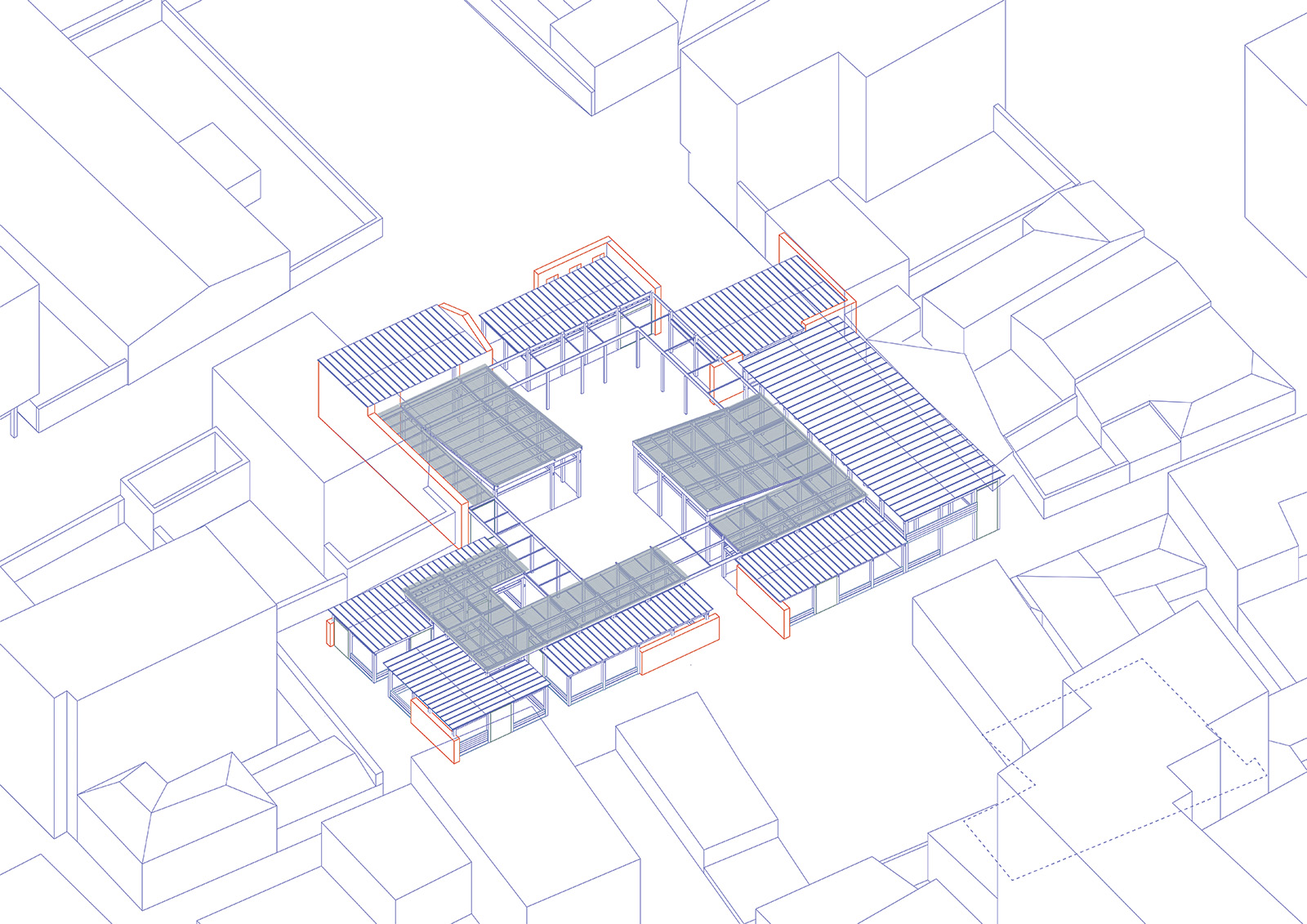 Archisearch Cooperative Construction Centre in Metaxourgeio, Athens | Diploma thesis project by Athina Maria Georgiadi, Thalassini Karali & Ourania Agoranou