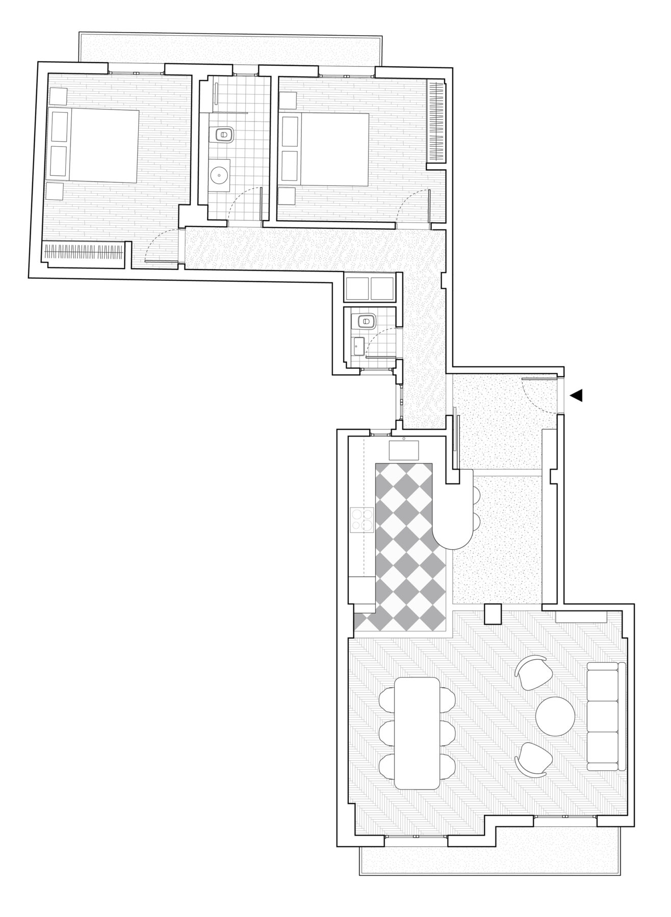 Archisearch 'Green, Saumon and Checkerboard' apartment renovation in Kypseli, Athens by architect Harris Vamvakas