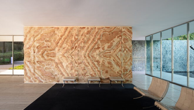 Archisearch Barcelona Pavilion reimagined in Carbon-Saving Wood