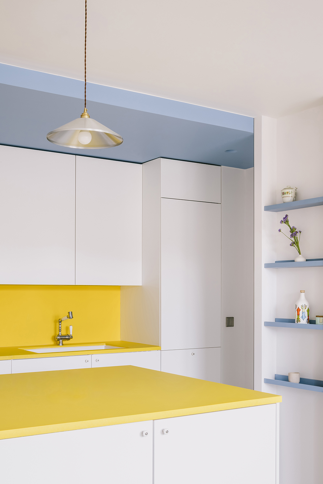 Archisearch Architecture in Colour: Gruit Transforms Two Existing Apartments into a 100 m² Duplex Through Yellows and Blues in Bagnolet, France