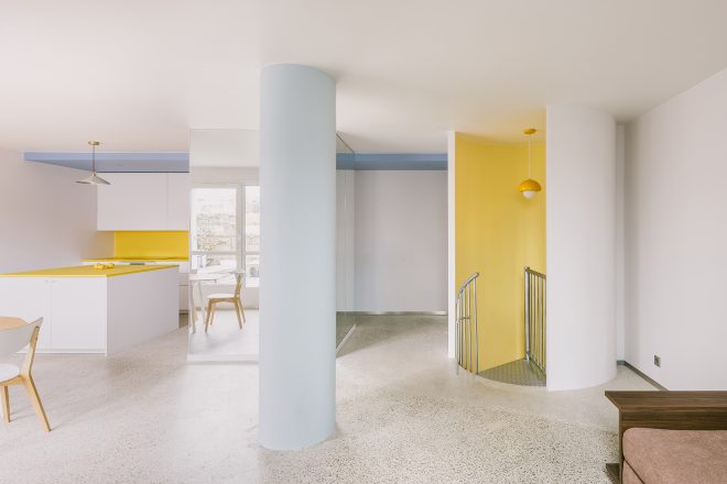 Archisearch - Architecture in Colour: Gruit Transforms Two Existing Apartments into a 100 m² Duplex Through Yellows and Blues in Bagnolet, France