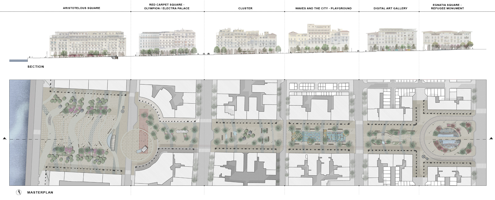 Archisearch WEAVE: architect E. Karyoti in collaboration with architect E. Samara, electrical engineer A. Sivi, civil engineer P. Zervas and architecture students F. Georgiadis, E. Antoniadou, E. Lazarina & S. Grigoropoulos win 3rd prize at the open Architectural Competition “Redesign of Aritsotelous Square and Axis”