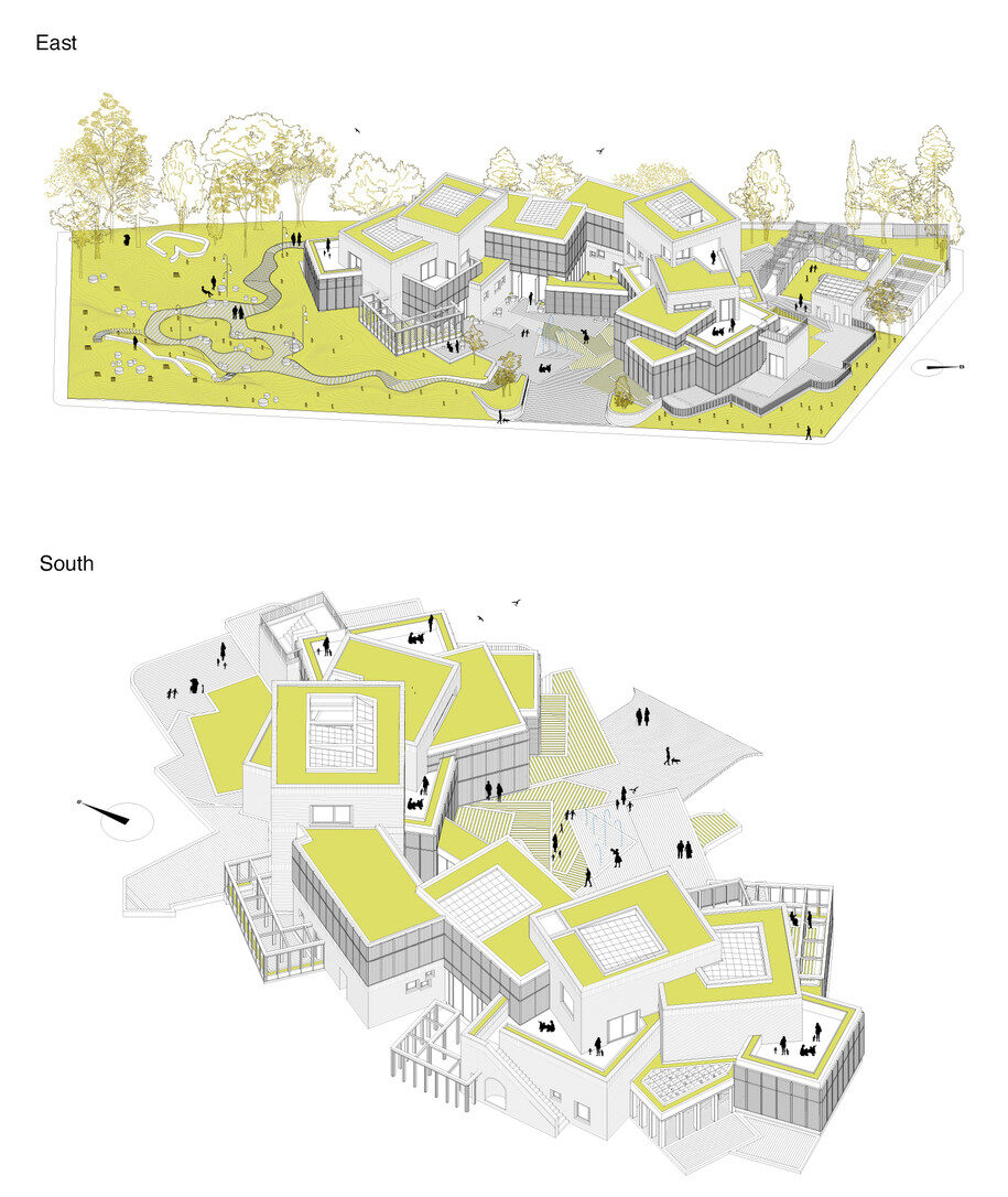 Archisearch Landscape as medium for coexistence: Competition entry for a nursery, elderly care centre and neighbourhood park in Chania, Crete | by Oikonomakis Siampakoulis architects