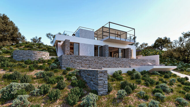 Archisearch Vacation house in Paidochori: a summer house harmoniously embedded within the landscape of Crete | Schetakis architects