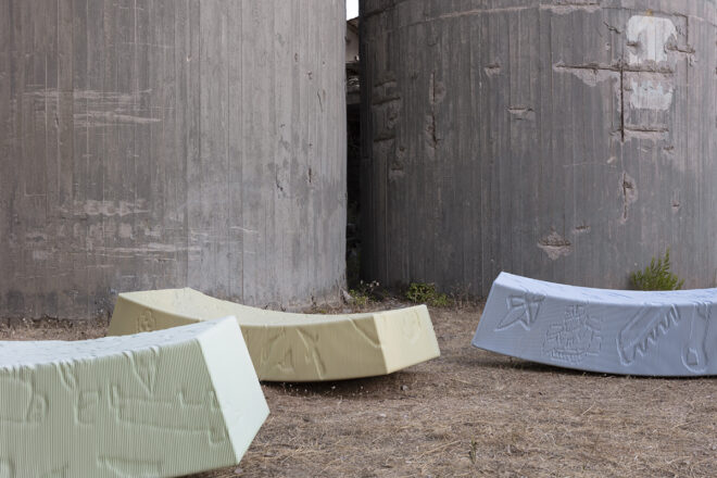 Archisearch - The New Raw works with kids to design GLYPH -  A colourful playscape system for 2023 Eleusis European Capital of Culture