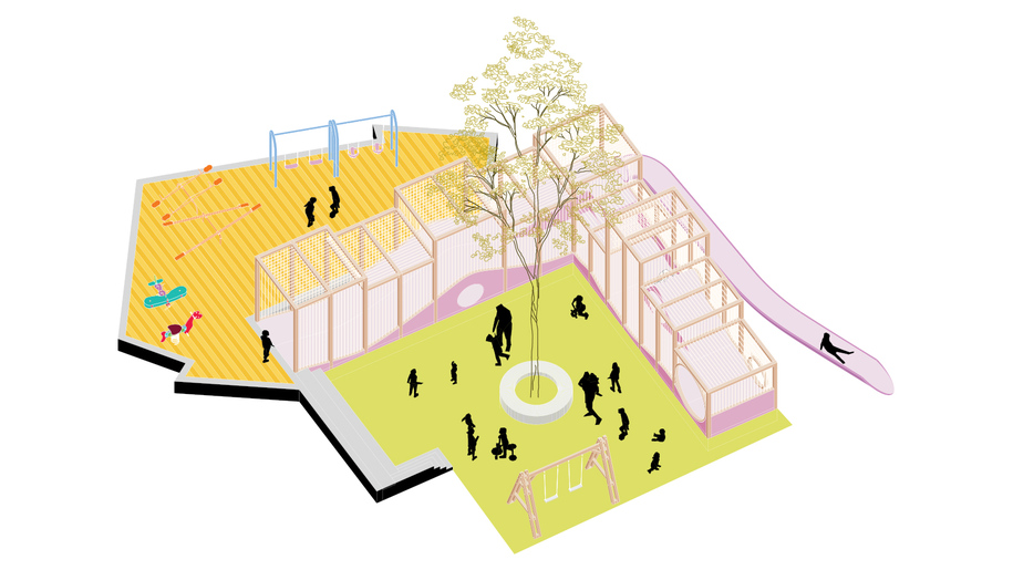 Archisearch Landscape as medium for coexistence: Competition entry for a nursery, elderly care centre and neighbourhood park in Chania, Crete | by Oikonomakis Siampakoulis architects