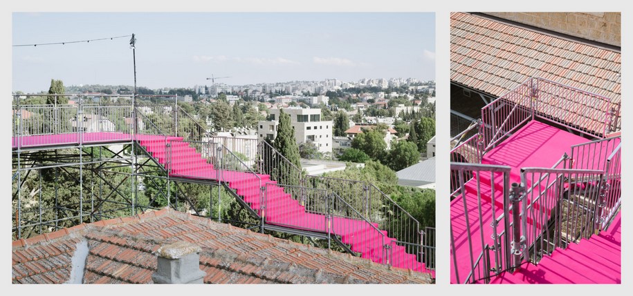 Archisearch 90 DEGREES installation by HQ Architects for Jerusalem Design Week 2019 shifts buiding's orientation