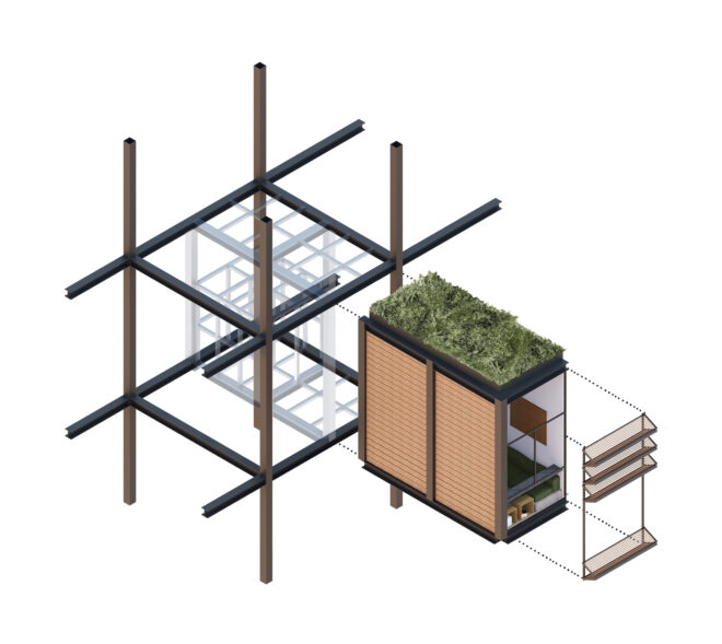 Archisearch Un_Box the Nomad: System of ephemeral housing units along the z-axis | Diploma Thesis by Athina Athanasiou & Melina Tsagkareli