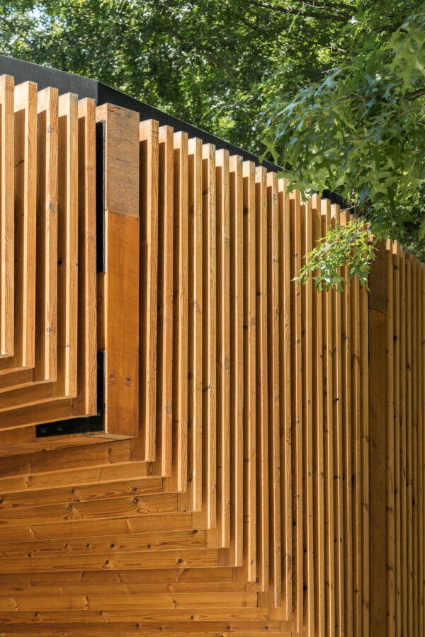 Archisearch Alto Tâmega Tourism Info Point: a circular plan over a concrete slab covered in wood  | AND-RÉ Arquitectura