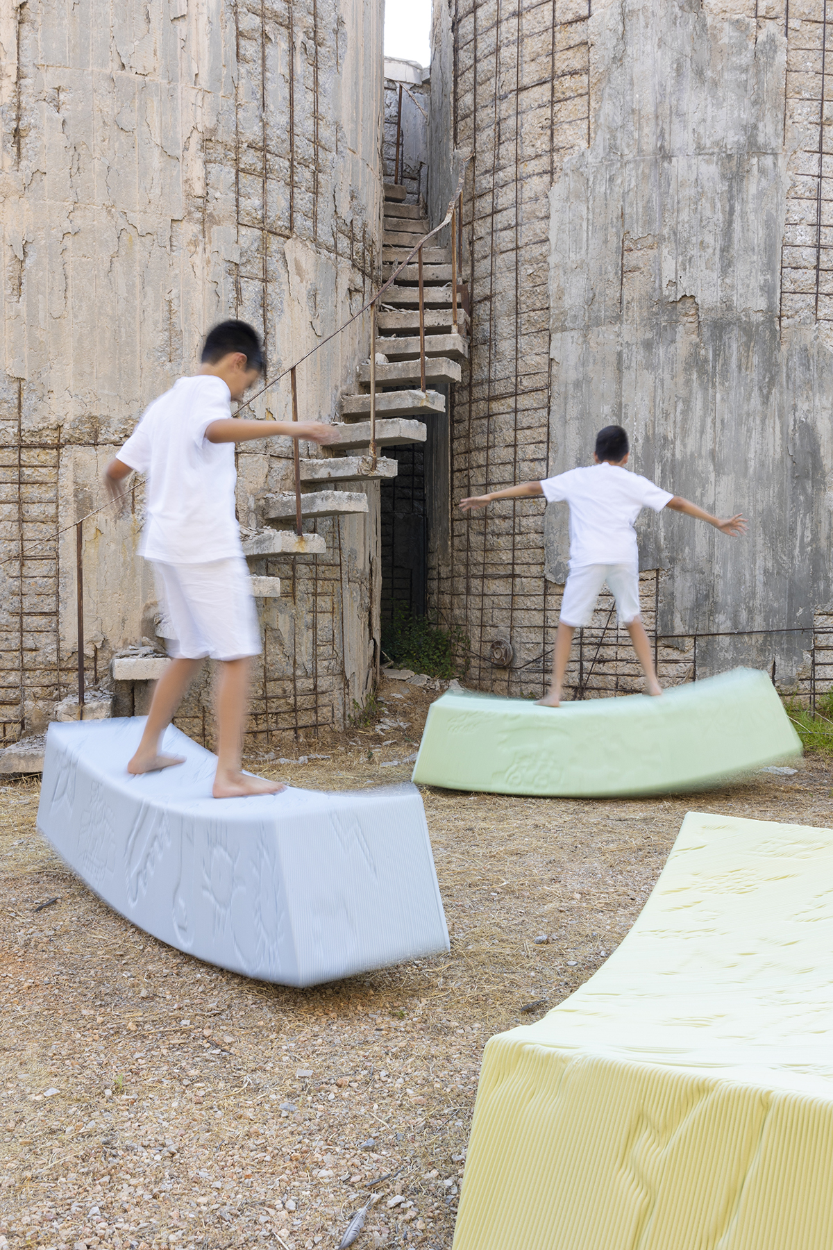 Archisearch The New Raw works with kids to design GLYPH -  A colourful playscape system for 2023 Eleusis European Capital of Culture