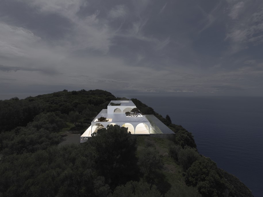  314 Architecture Studio, The Midnight Stars, house, cliff, Corfu, island, Greece, 2017