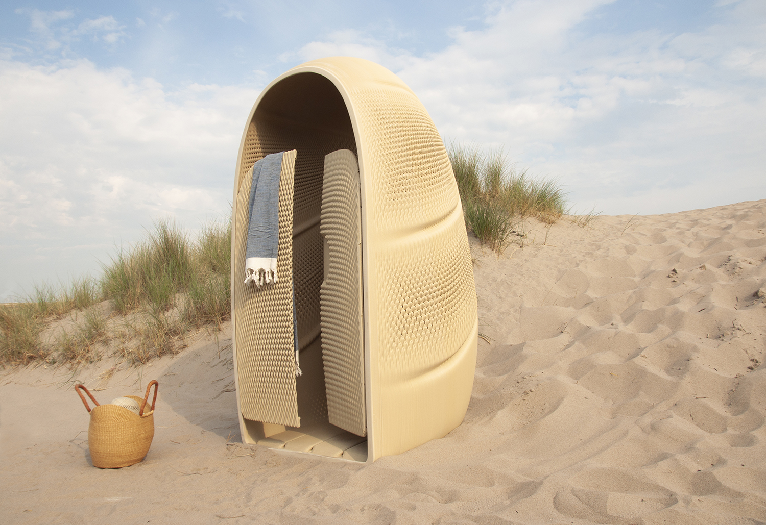 Archisearch THE ELEMENTS BY THE NEW RAW: crafting beach furniture from upcycled marine plastic waste in Greece