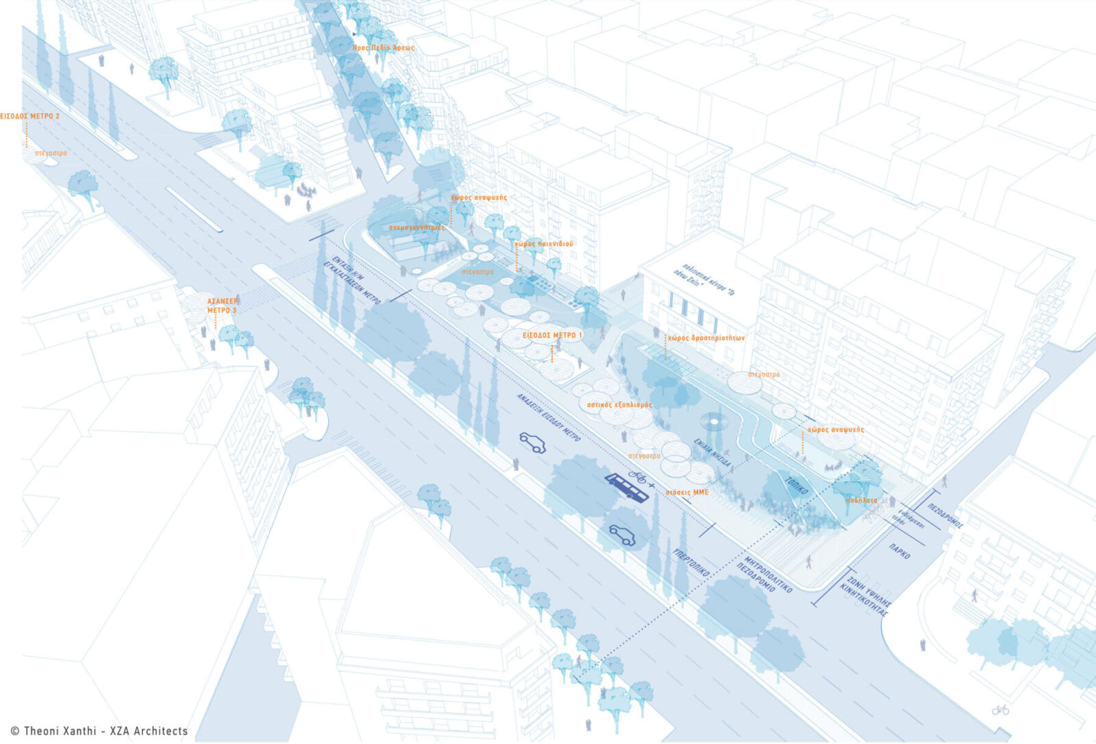 Archisearch Α' Βραβείο στον Αρχιτεκτονικό Διαγωνισμό Ιδεών για την ανάπλαση του κοινόχρηστου χώρου και της ευρύτερης περιοχής του Νέου Σταθμού Μετρό Αλεξάνδρας | Theoni Xanthi – XZA Architects