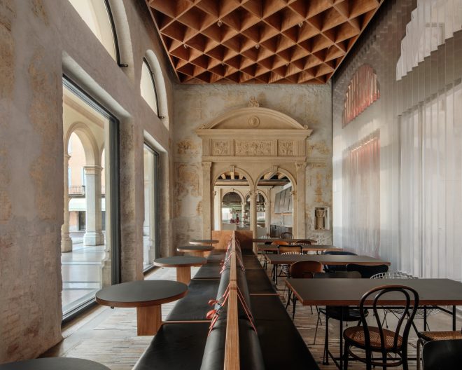 Archisearch - Spatial elements acting as theatrical backdrops in Caffè Nazionale in Arzignano | by AMAA