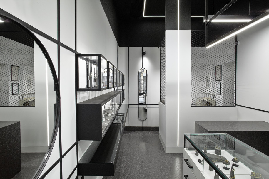 Archisearch Amalgama Architects completed a tiny Jewelry Concept Store in the heart of Ioannina focusing on pure geometric shapes