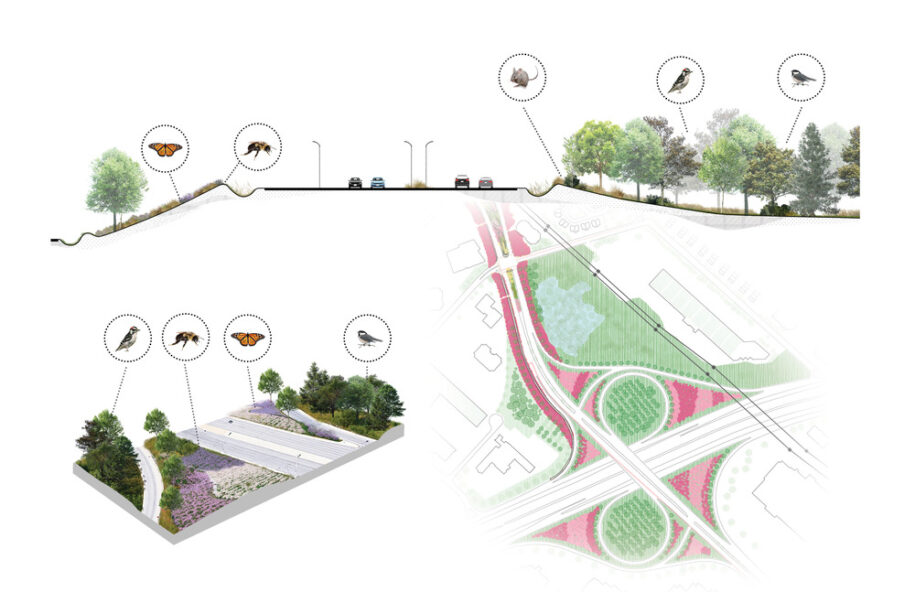 Archisearch Biodiversity Corridor: a diversified urban landscape reconnecting all living beings in Montréal, Canada by civiliti, LAND Italia, Table Architecture & Biodiversité Conseil