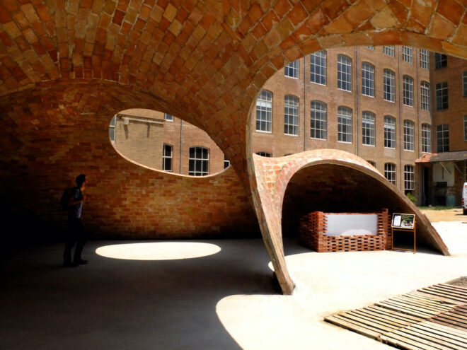Archisearch - BRICK-TOPIA pavilion by Map13 configures public space in Barcelona