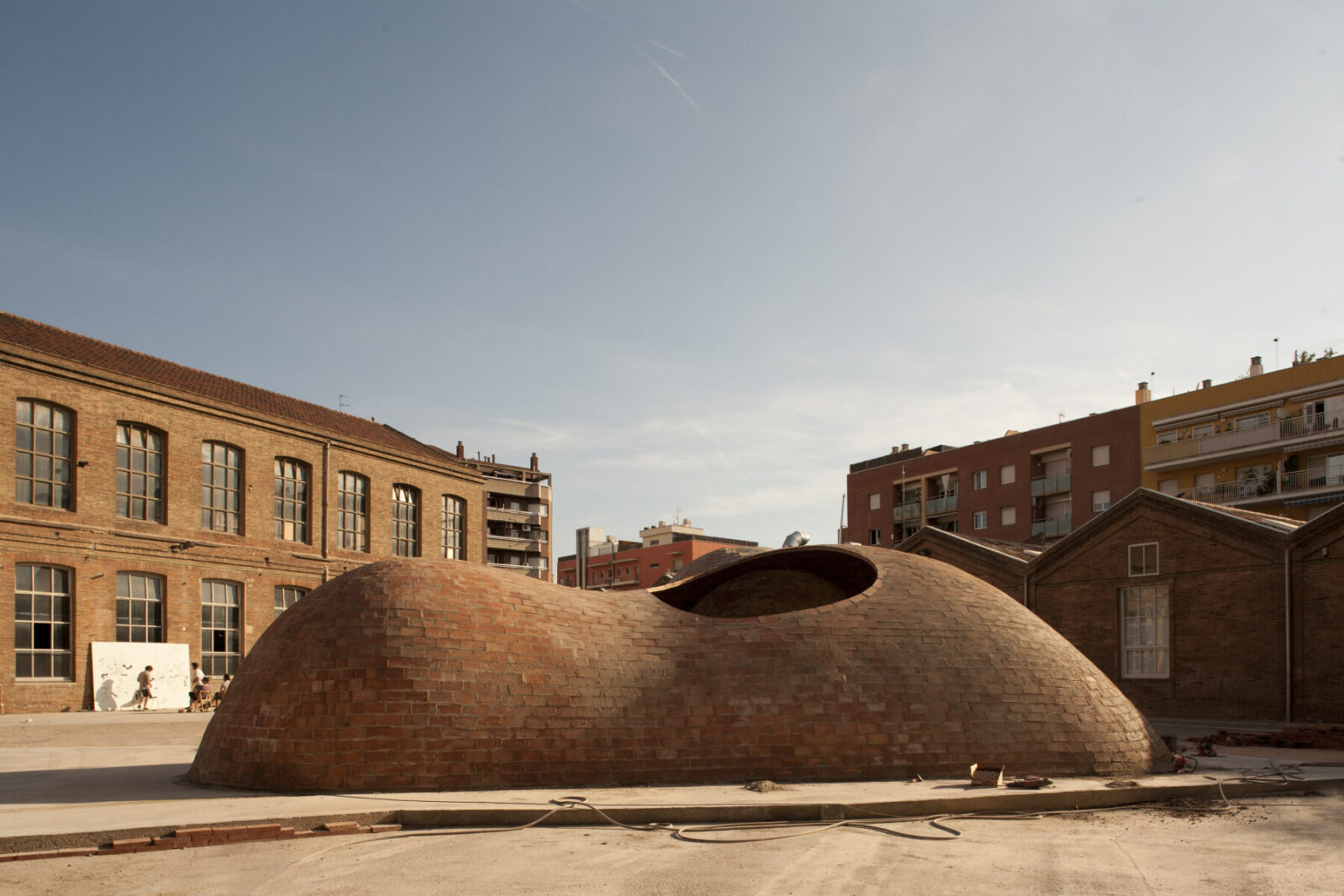 Archisearch BRICK-TOPIA pavilion by Map13 configures public space in Barcelona