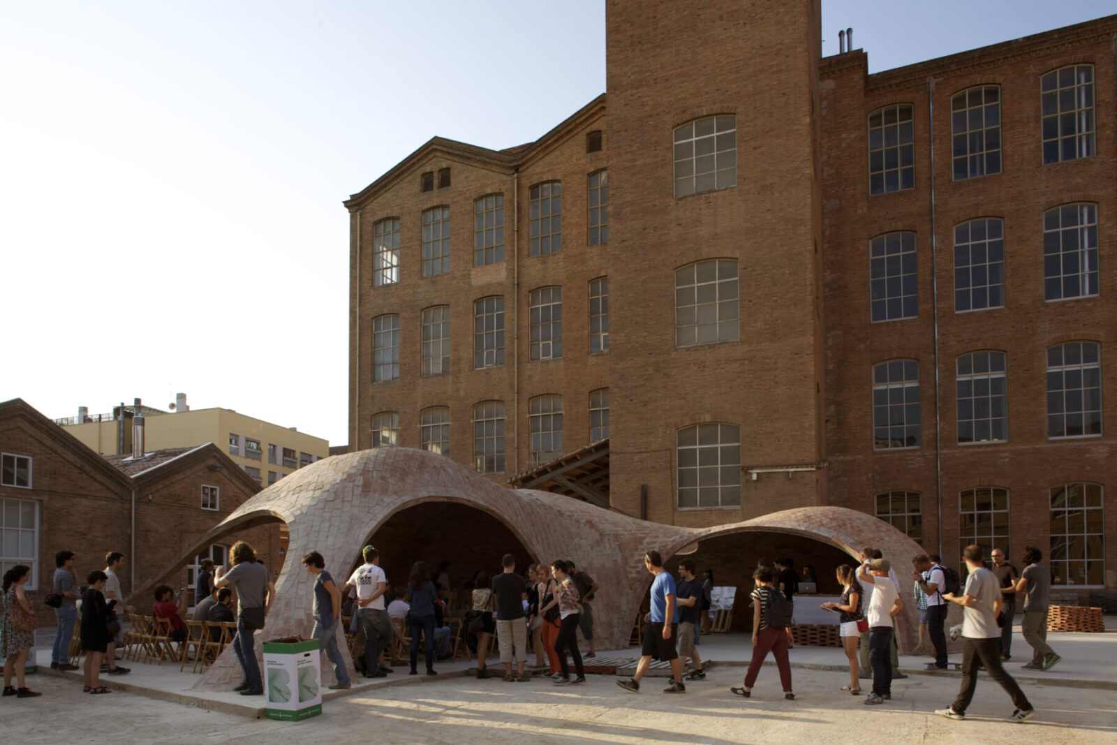 Archisearch BRICK-TOPIA pavilion by Map13 configures public space in Barcelona