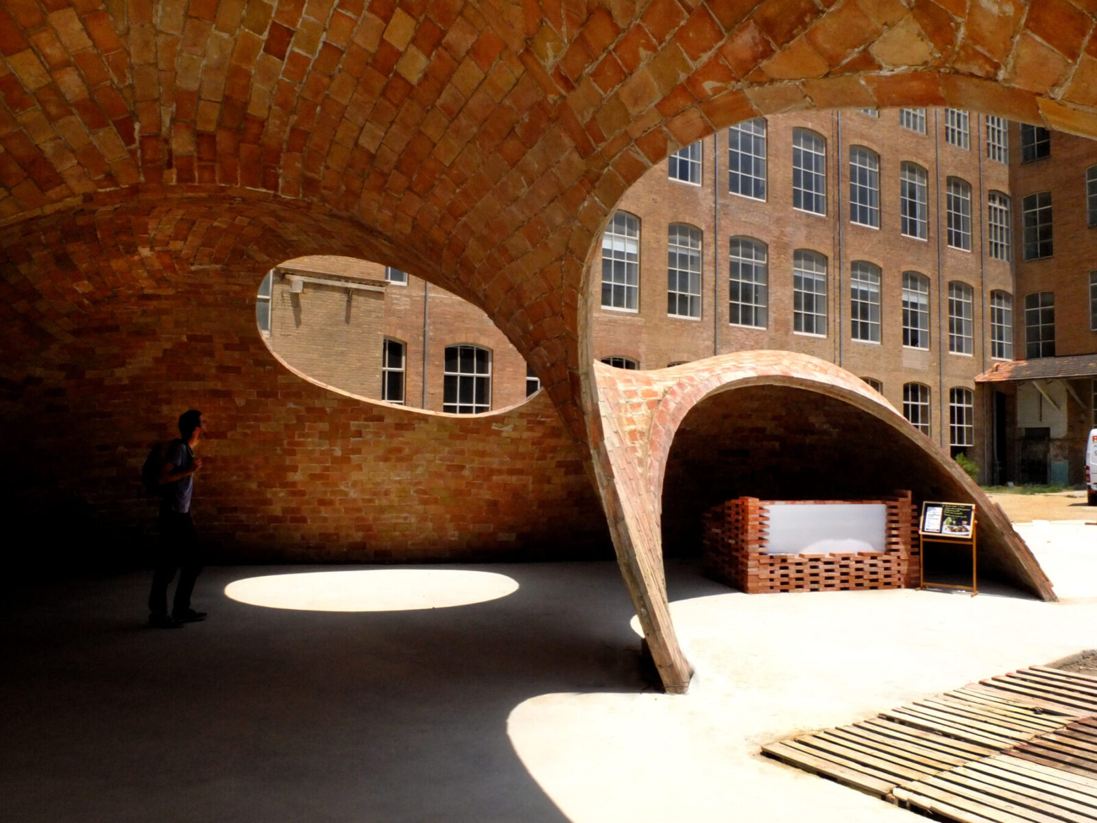 Archisearch BRICK-TOPIA pavilion by Map13 configures public space in Barcelona