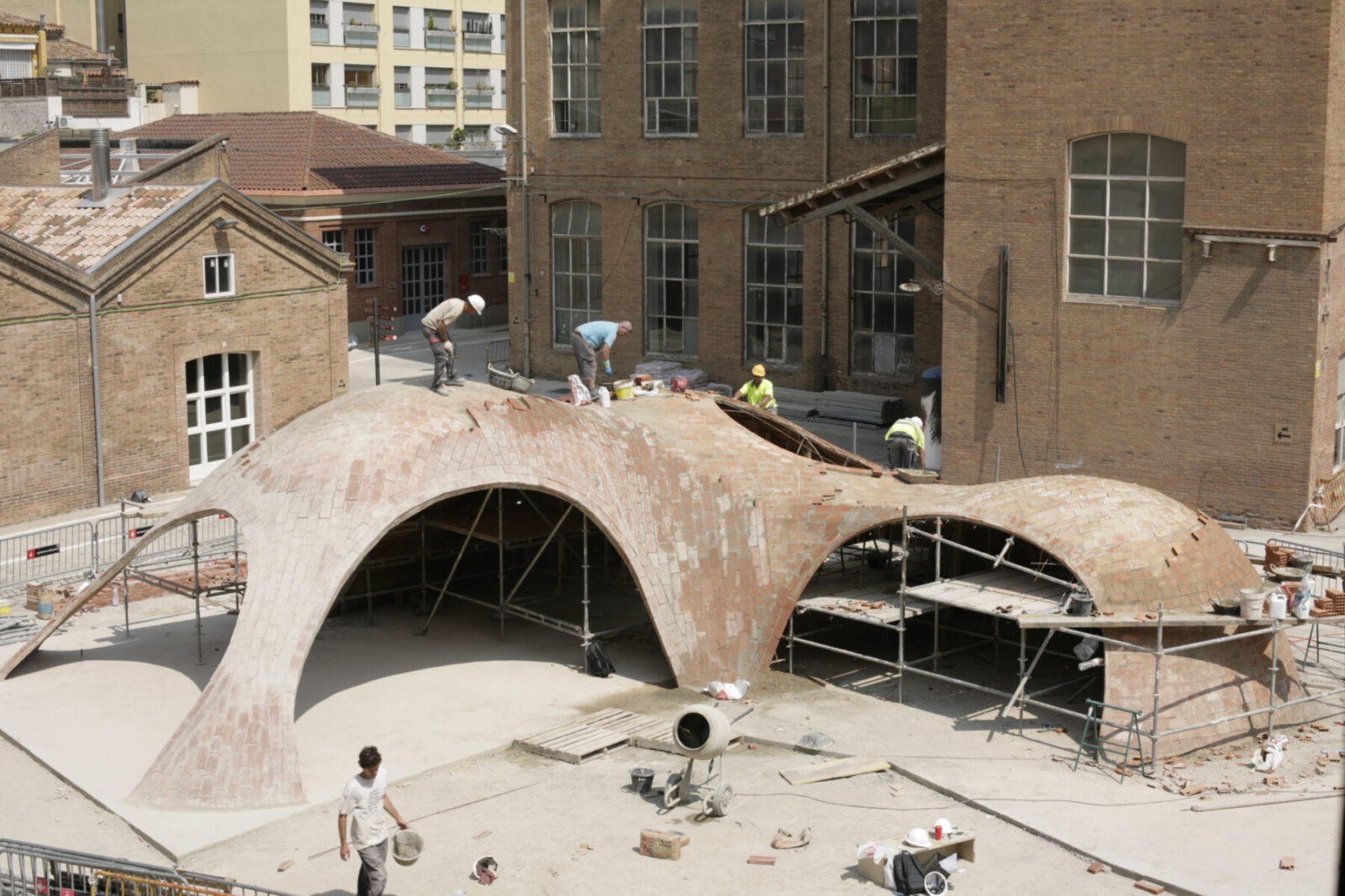 Archisearch BRICK-TOPIA pavilion by Map13 configures public space in Barcelona