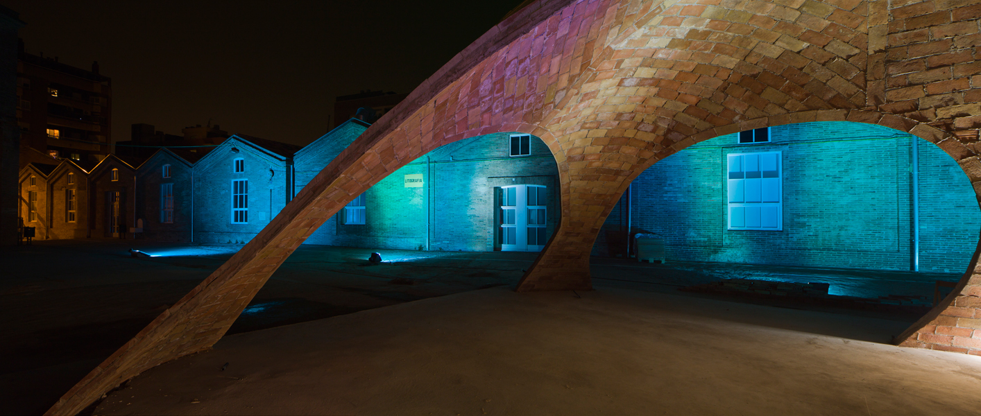 Archisearch BRICK-TOPIA pavilion by Map13 configures public space in Barcelona