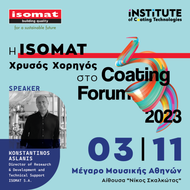 Archisearch - Η ISOMAT «Gold Sponsor» στο Coating Forum 2023