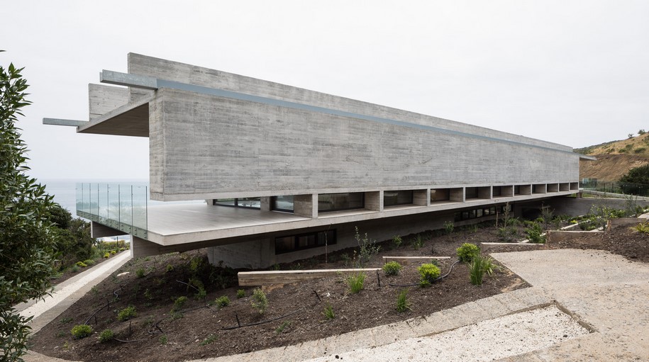 Archisearch Felipe Assadi designed House H as a linear concrete structure levitating over a slope in Chile