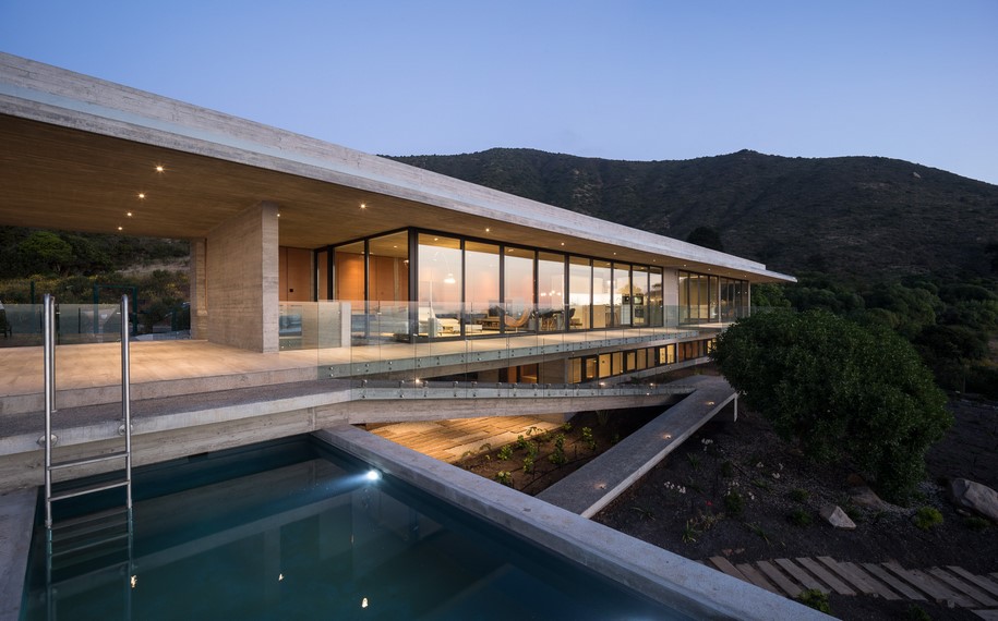 Archisearch Felipe Assadi designed House H as a linear concrete structure levitating over a slope in Chile