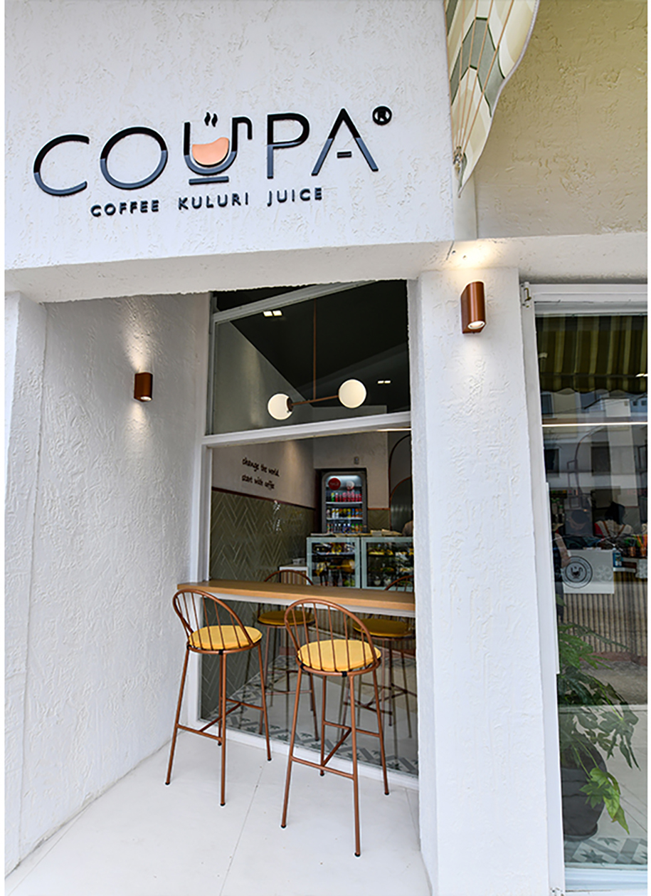 Archisearch Architect Valia Panagiotou designed Coupa Café in Komotini, Greece sprinkled with delicious mint surfaces and copper details