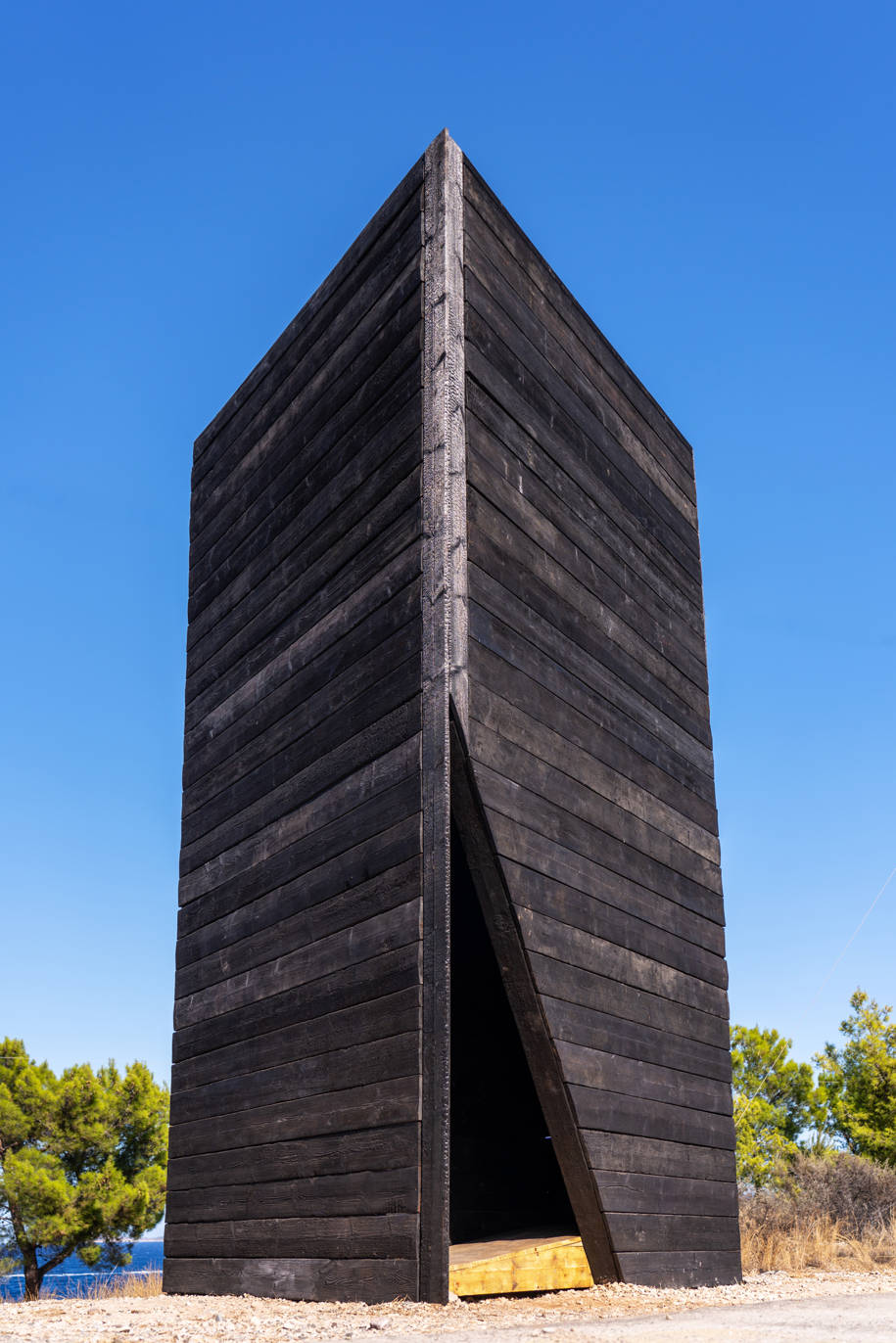 Archisearch Irish designer Kieran Donnellan creates Dark Beacon Pavilion for MEDS Workshop 2019 in Spetses island