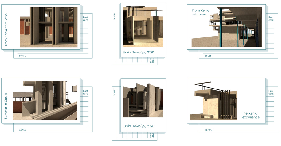 Archisearch Dialogues on the alternations of Xenia's postcards_Unfolding the image, creating space | Diploma Thesis by Anaxagorou Glykeria and Apostoleri Konstantina