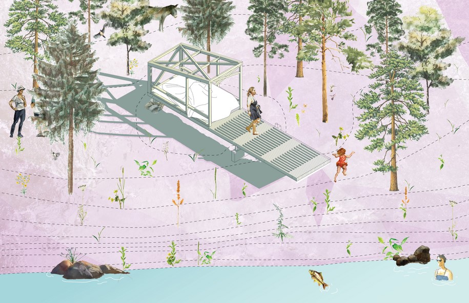 Archisearch Studio North designed and built Dream/Dive Platform on the edge of a Lake in Canada