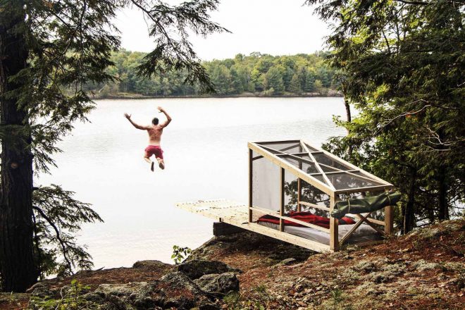 Archisearch - Studio North designed and built Dream/Dive Platform on the edge of a Lake in Canada