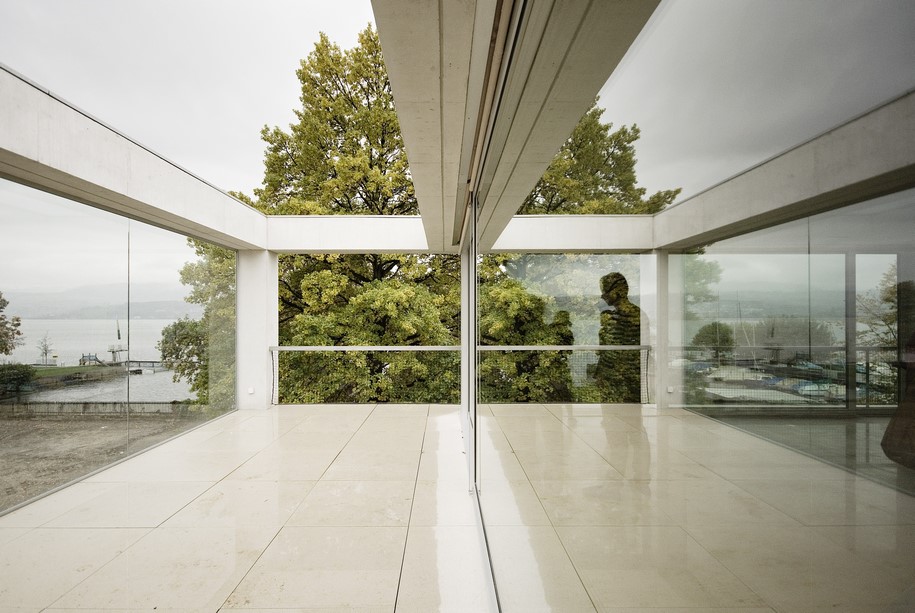 E2A Architects, lakeside house, Zurich, Lake house, 2009, monolithic white concrete
