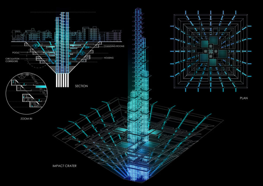 Archisearch Electri-city: the dystopia of a city liberated from work and enslaved to a power generated society | Student work by Despoina Karampela & Myrto Lada