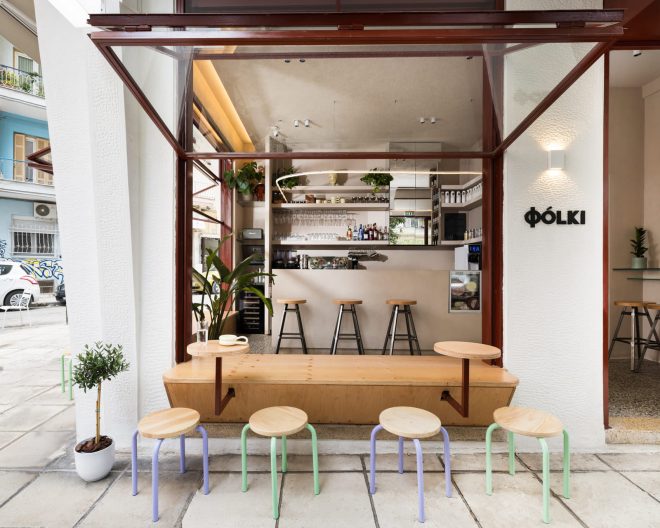 Archisearch - Folki: an earthy café blending indoor and outdoor space downtown Thessaloniki | by Chrysanthi Karta