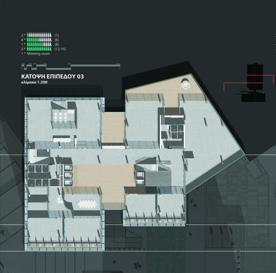 Archisearch WorkScrapers: Offices complex with conference hall and commercial spaces in Neo Faliro, Peiraeus | Diploma thesis by Georgios Lykos