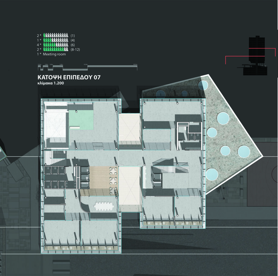 Archisearch WorkScrapers: Offices complex with conference hall and commercial spaces in Neo Faliro, Peiraeus | Diploma thesis by Georgios Lykos