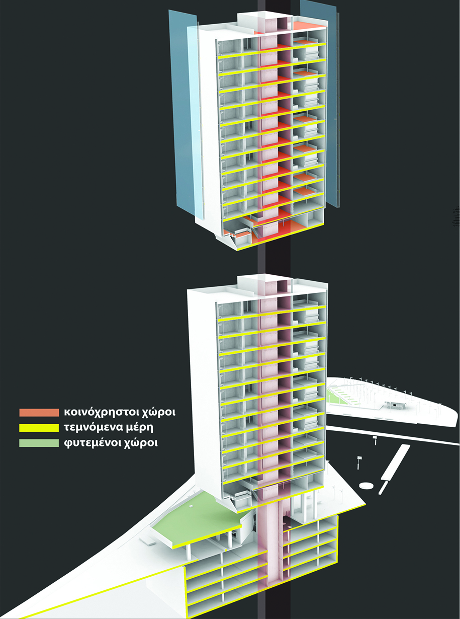 Archisearch WorkScrapers: Offices complex with conference hall and commercial spaces in Neo Faliro, Peiraeus | Diploma thesis by Georgios Lykos