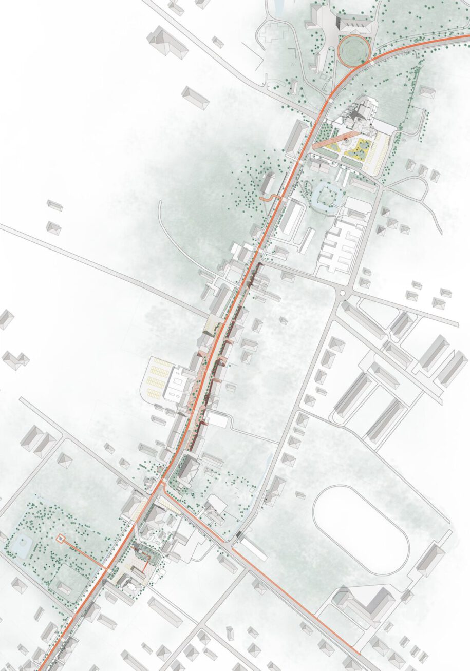 Archisearch Vöö (The Belt) proposal by architects Harris Vamvakas & Linn Nagel received 3rd prize and 1st place in public voting at the architectural competition for Lihula town center rehabilitation in Estonia