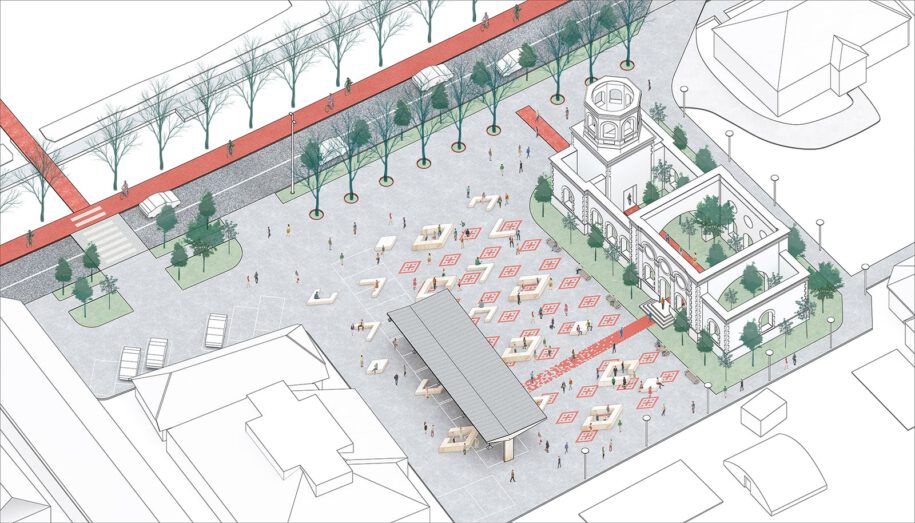 Archisearch Vöö (The Belt) proposal by architects Harris Vamvakas & Linn Nagel received 3rd prize and 1st place in public voting at the architectural competition for Lihula town center rehabilitation in Estonia