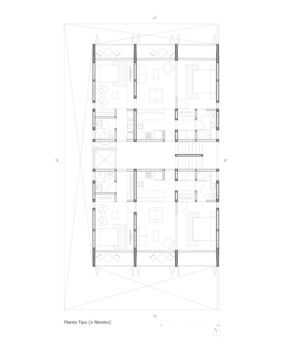 Archisearch Kiltro Polaris created Huachinango 36 collective housing in Cancún, Mexico