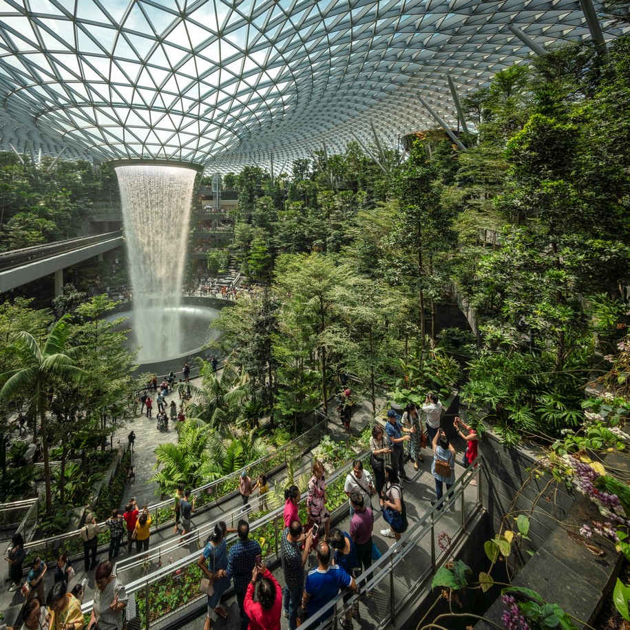 Archisearch Safdie Architects completed world's largest indoor artificial waterfall in Singapore