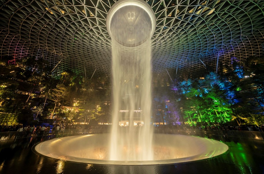 Archisearch Safdie Architects completed world's largest indoor artificial waterfall in Singapore