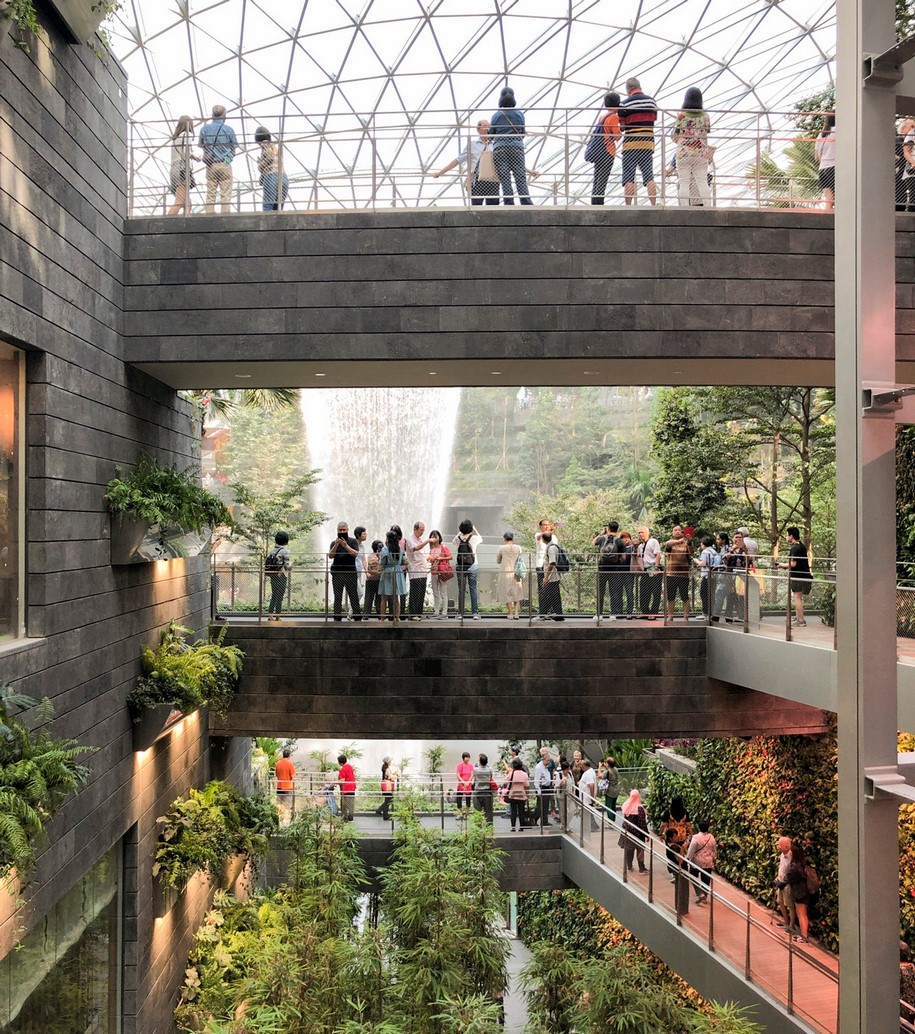 Archisearch Safdie Architects completed world's largest indoor artificial waterfall in Singapore