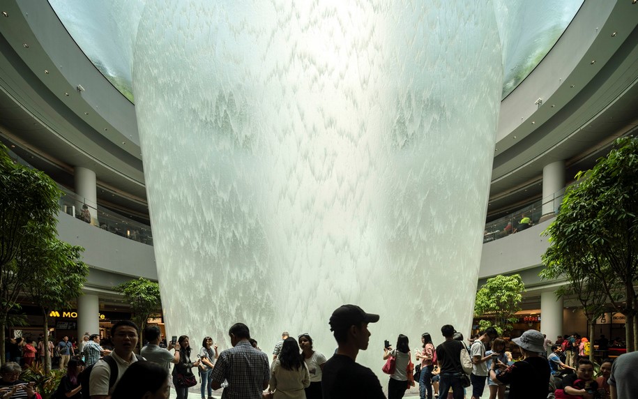 Archisearch Safdie Architects completed world's largest indoor artificial waterfall in Singapore