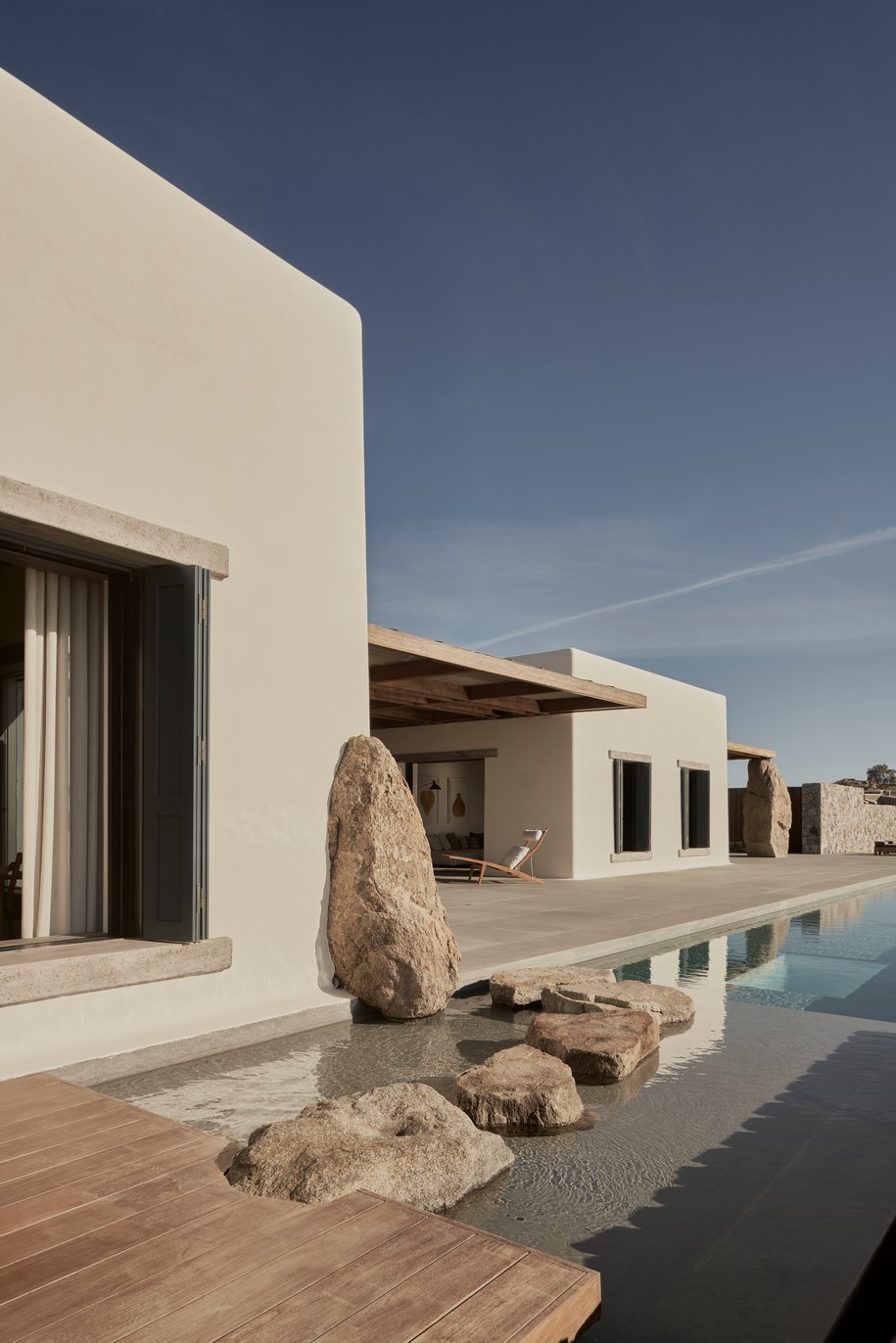 Archisearch K- Studio designed Villa Mandra in Mykonos, Greece upon the idea of slow, laid-back summer living