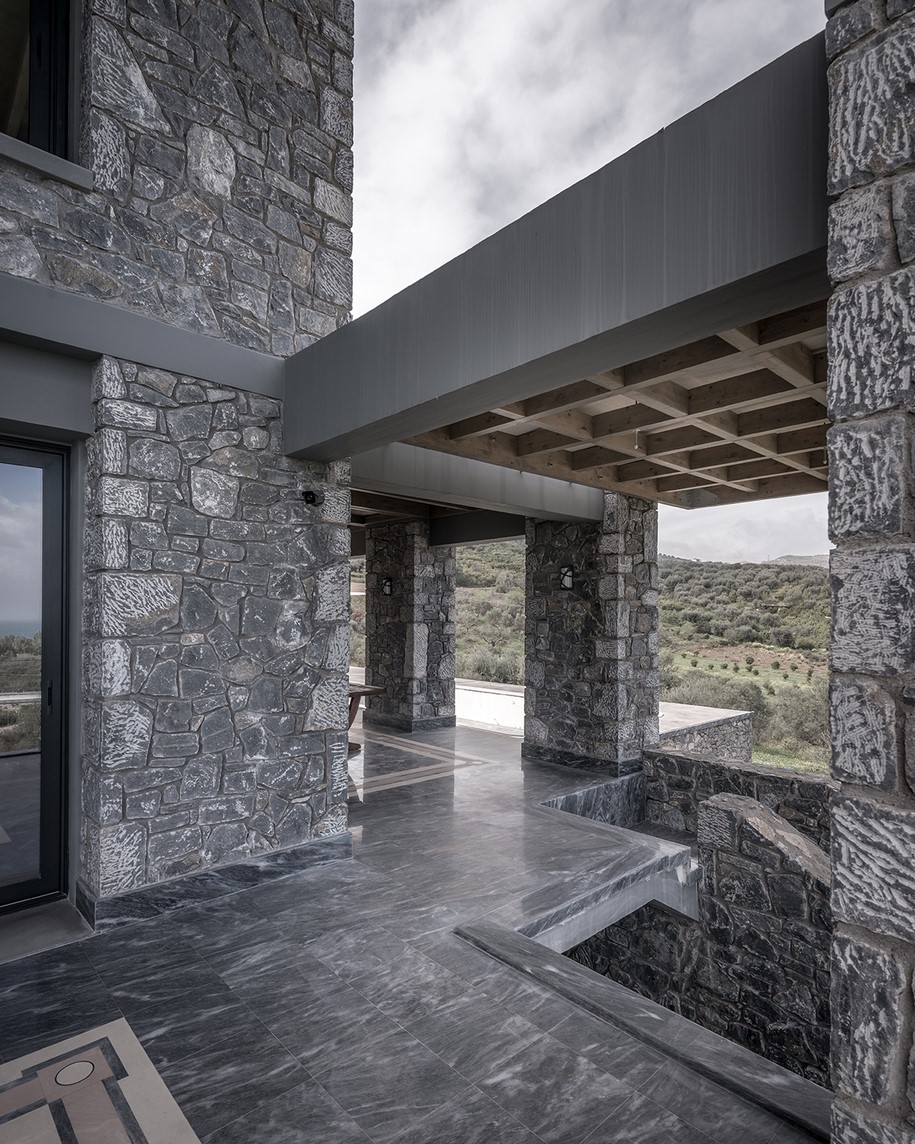 Olive and stone residence, Pygmalion Karatzas, Michalis Katsimpiris, Single-family residence, Nikos Mourikis, 2018, Panorama, Achaea Greece